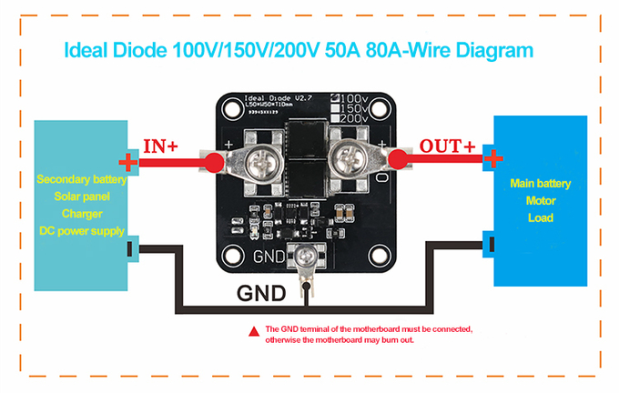 200V 80A High Current Ideal Diode Module Solar Anti-reverse Charging ...