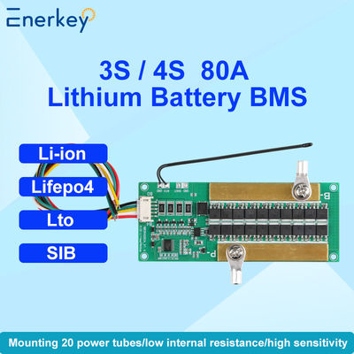 Enerkey Standard NMC/LFP/LTO/SIB BMS 3S 4S 10A-80A Peak 150A With NTC And Balancing Cell Hardware BMS